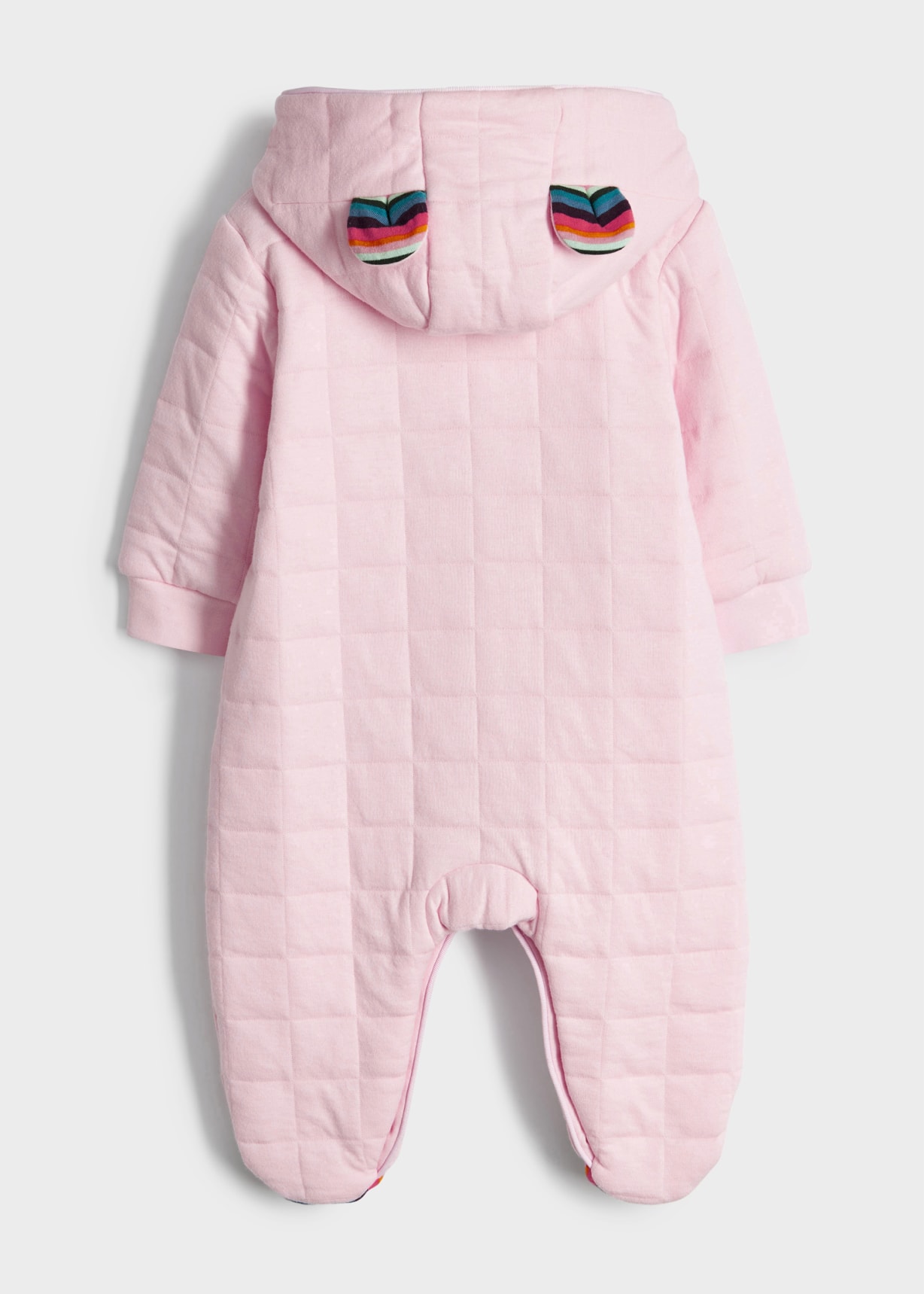 Back View - Babies Light Pink Zebra Logo Quilted Baby Grow Paul Smith