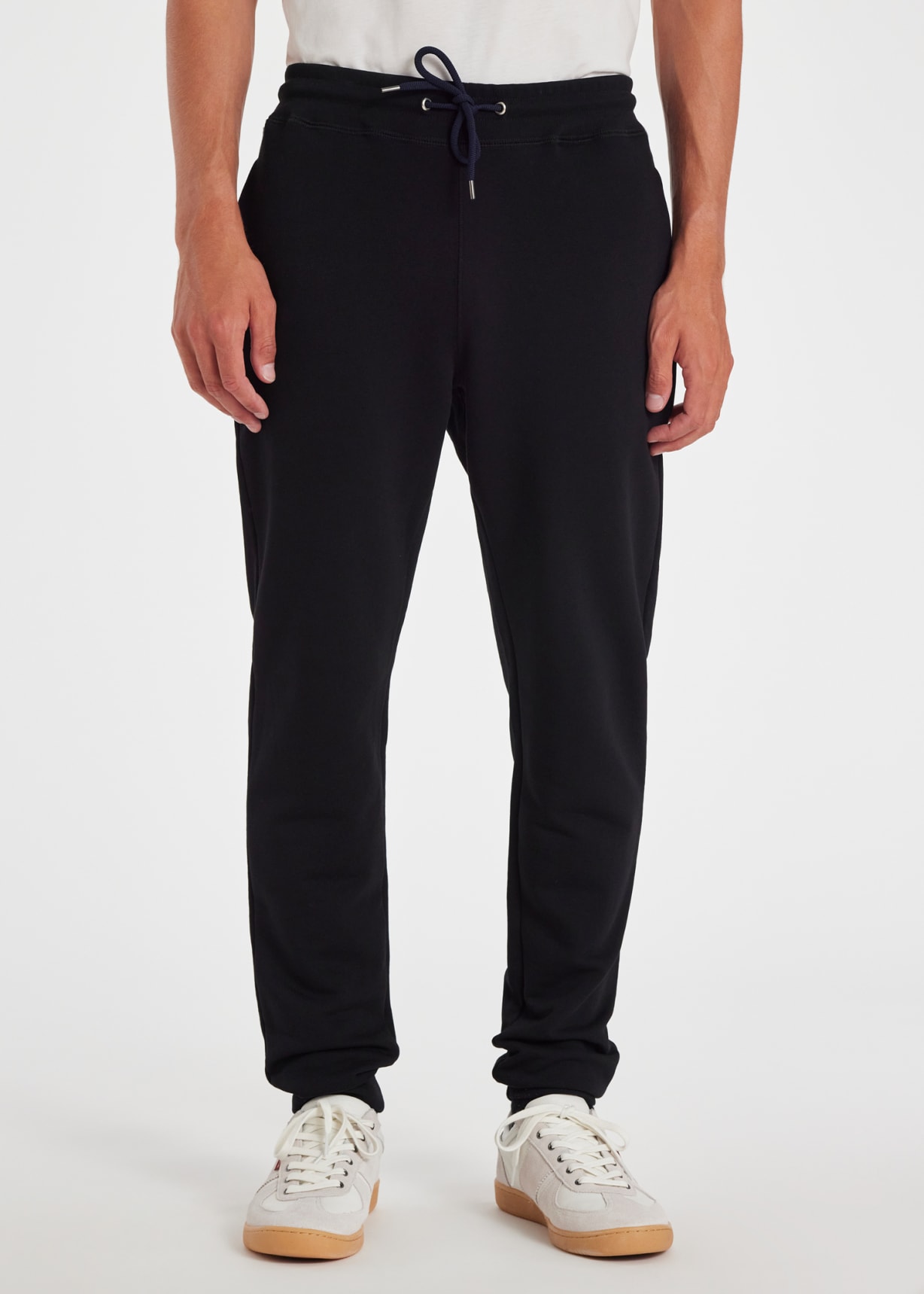 Men's Black Drawstring-Waist Wool Travel Pants