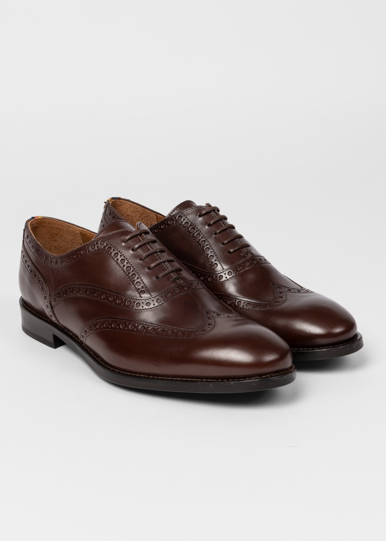 Paul Smith Men’s 8.5 Brown Leather Wingtip Brogue Oxford Dress Shoes The West II Wingtip Oxford - Marrone Brown – Paul Evans main image 4