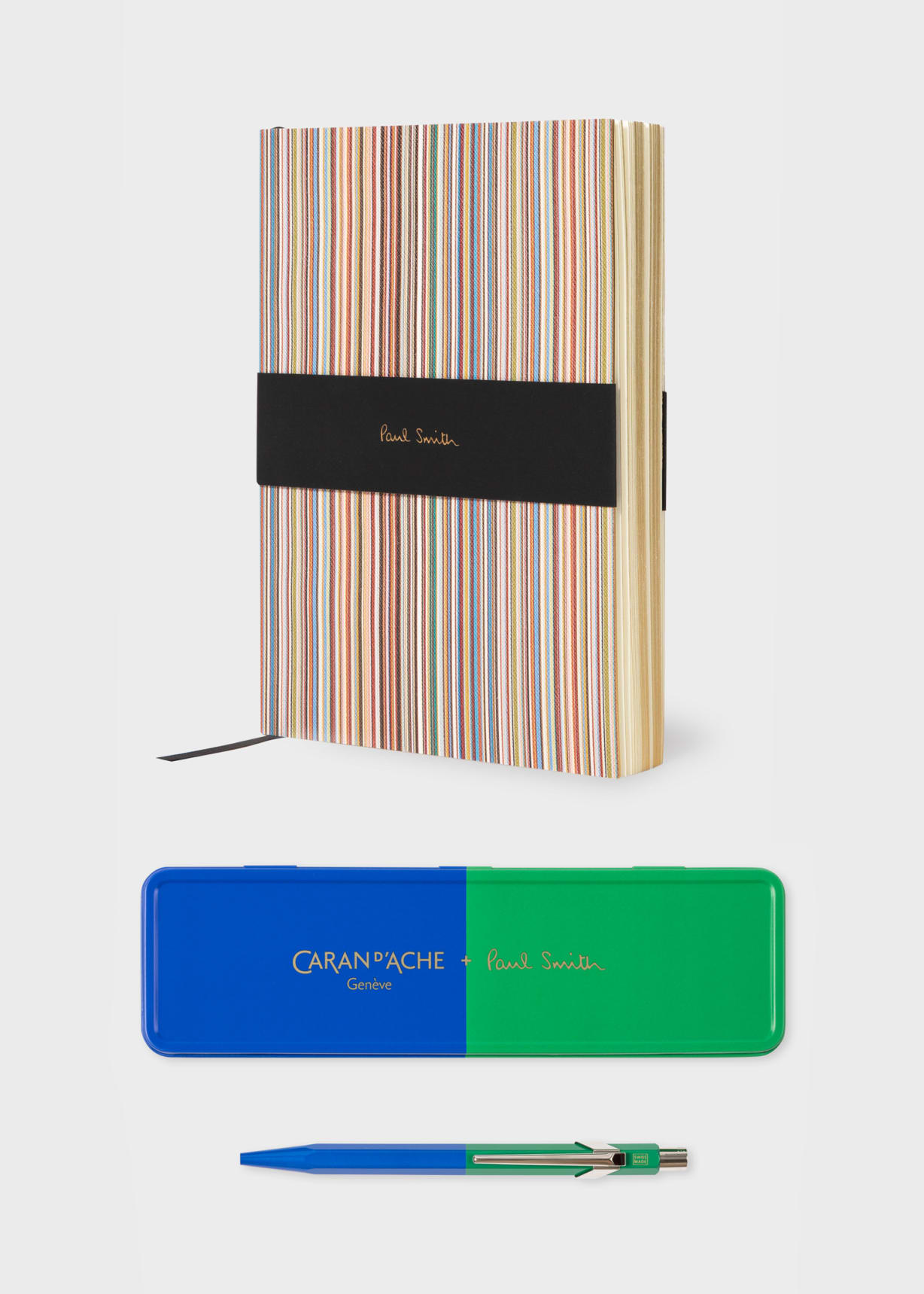 筆記具 PaulSmith&CARAND'ACHE Signature Stripe Notebook & Caran d'Ache Pen Gift Set