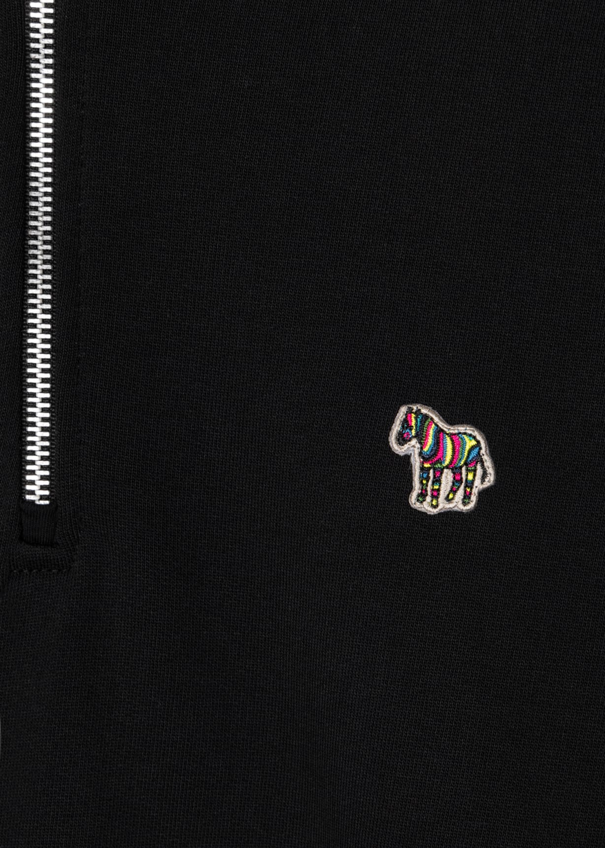 【送料関税込】Paul Smith Zebra Puff Sweatshirt Men's Black Cotton Zebra Logo Zip-Neck Sweatshirt