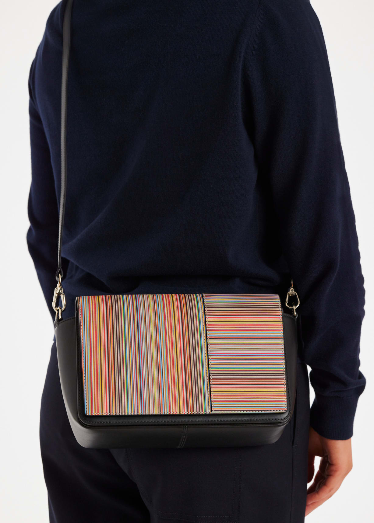 Women's Leather 'Signature Stripe' Flap Cross Body Bag