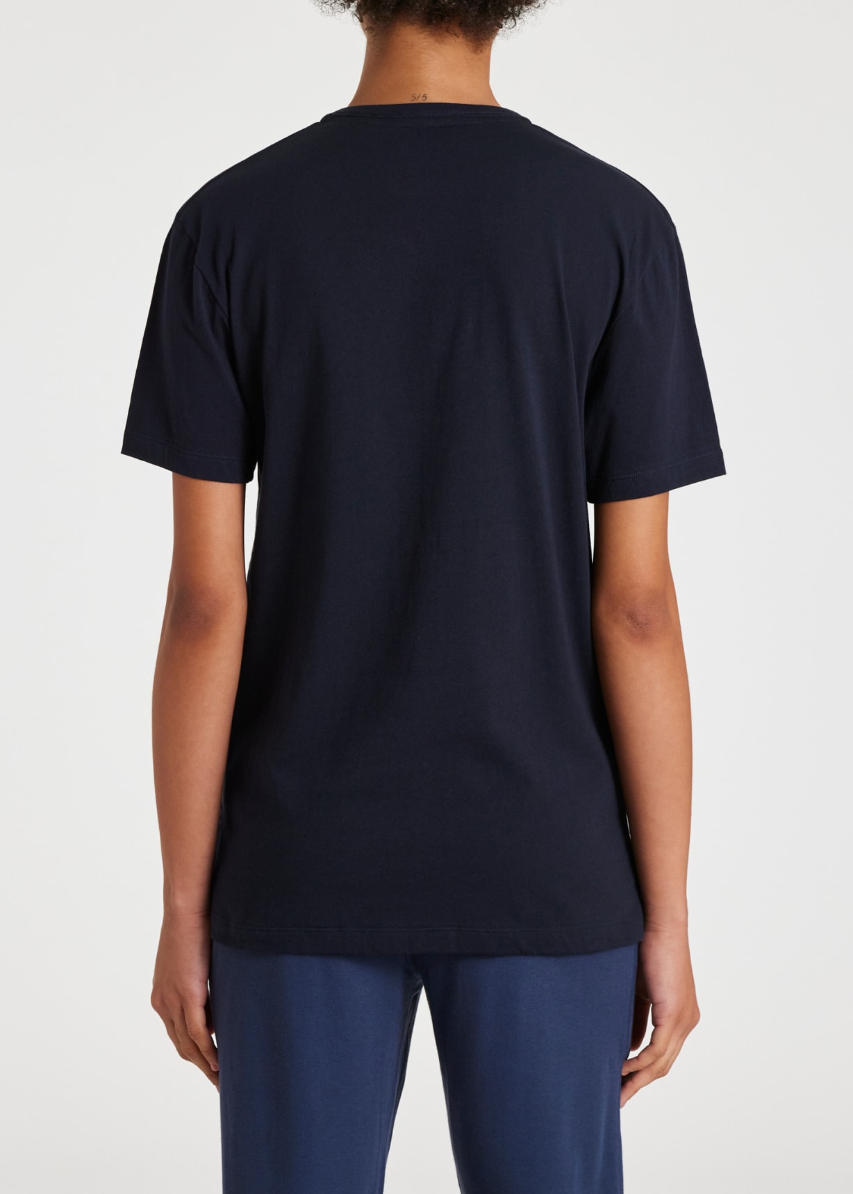Model View - Women's Navy Embroidered 'Swirl Heart' Lounge T-Shirt by Paul Smith