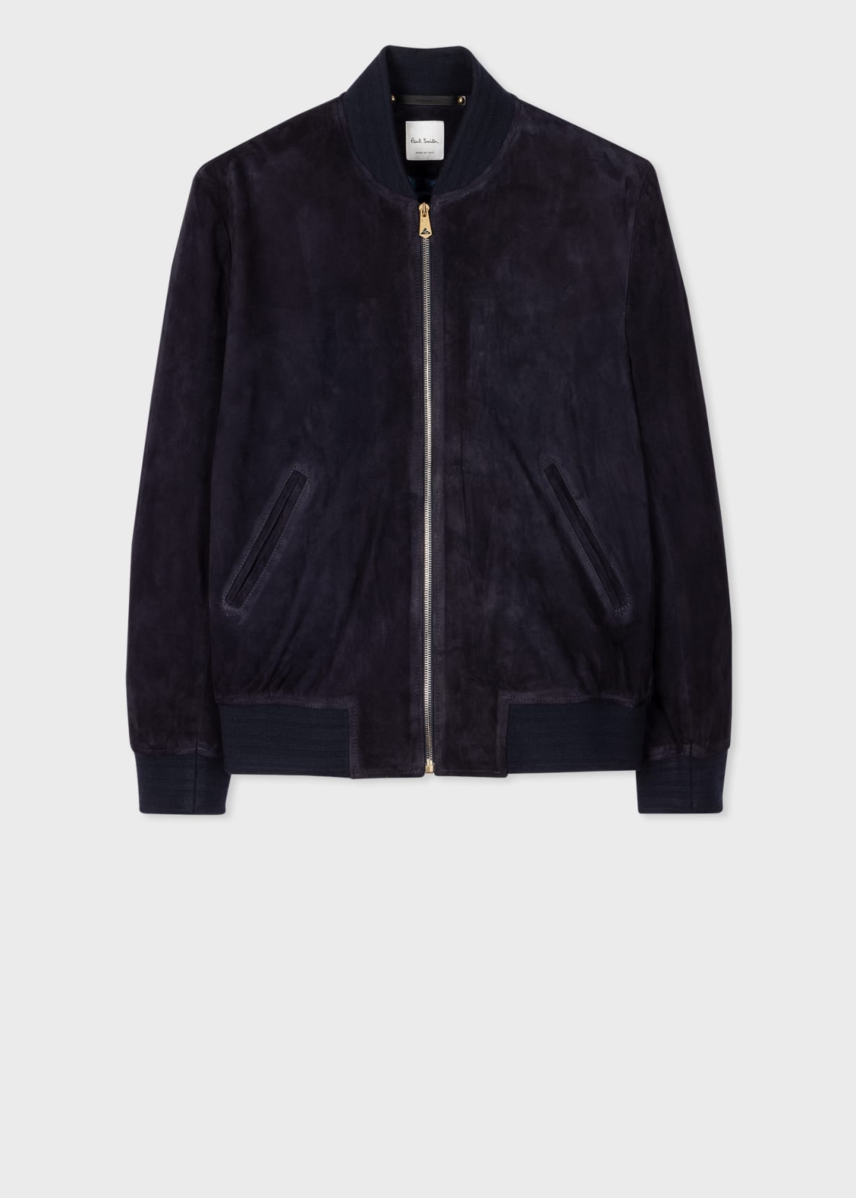 Men's Dark Navy Suede Bomber Jacket