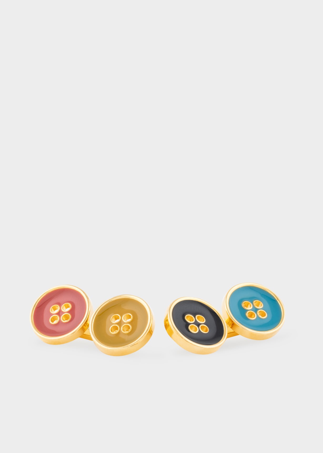 アクセサリーその他 Paul Smith SS23 CUFFLINKS WITH LOGO (M1A/CUFF/KSIGN_92) Gold Plated Double Button Linked Cufflinks