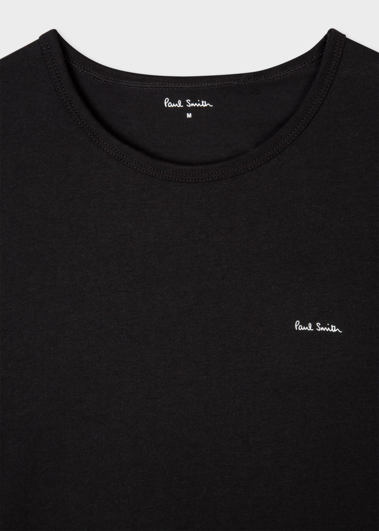 Detail View - Black Logo Organic Cotton Lounge T-Shirts Three Pack Paul Smith