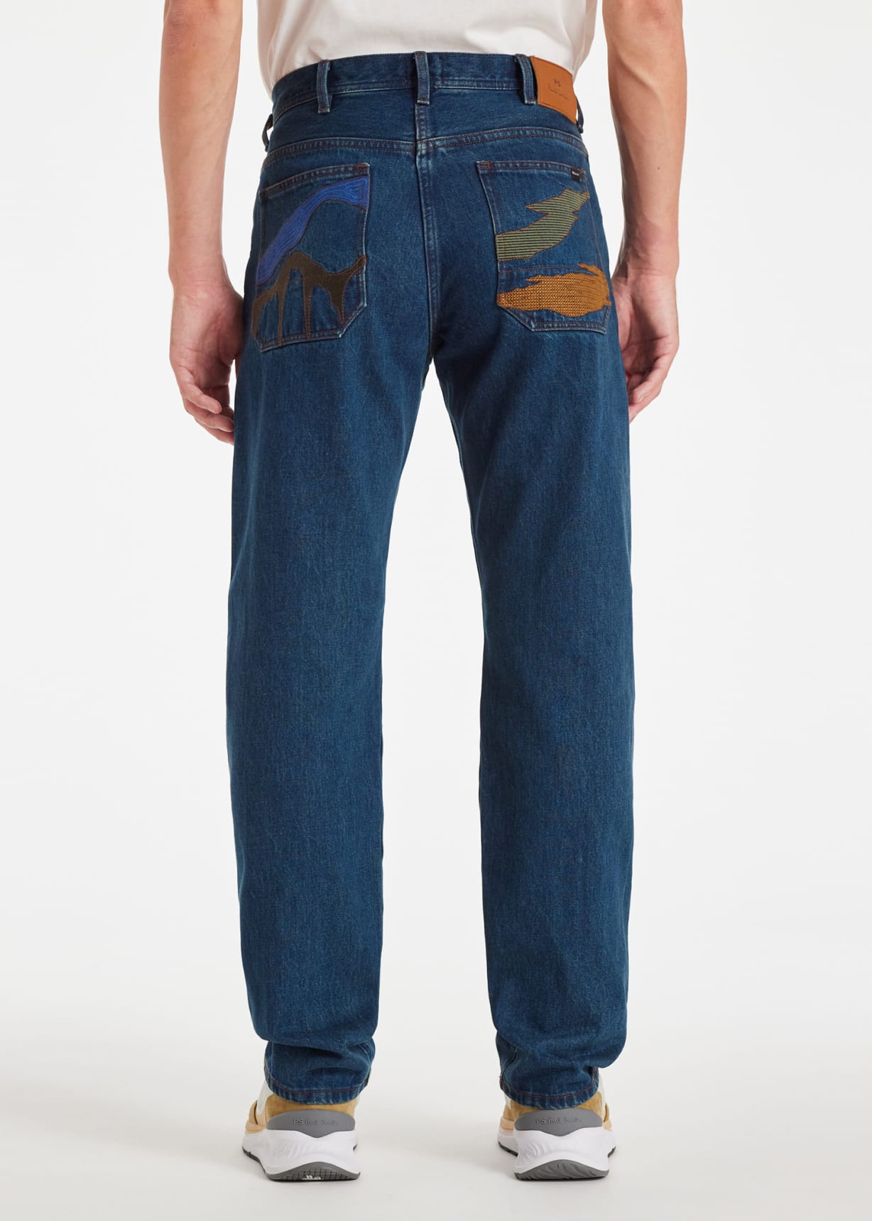 Men's Relaxed-Fit Dark-Wash 'Plains' Embroidered Jeans