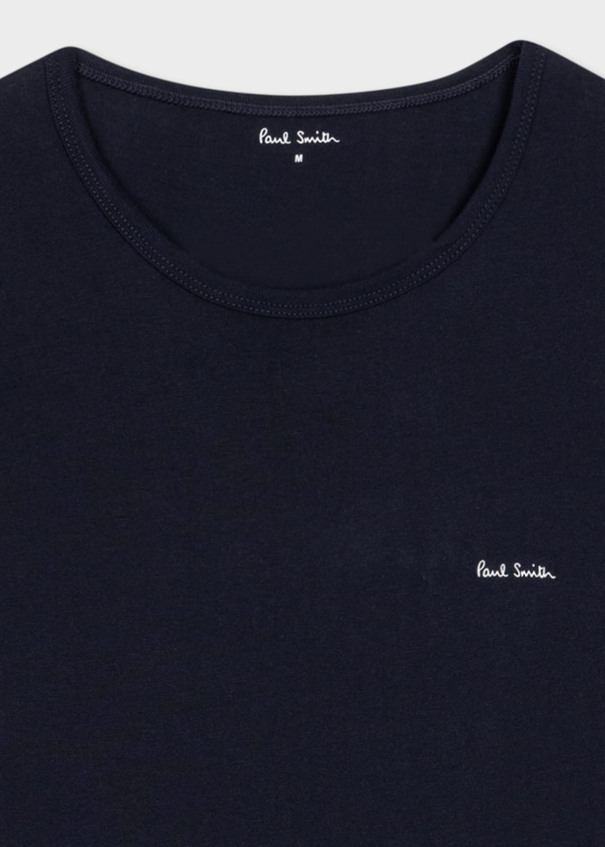 Detail View - Navy Organic Cotton Lounge T-Shirts Three Pack Paul Smith
