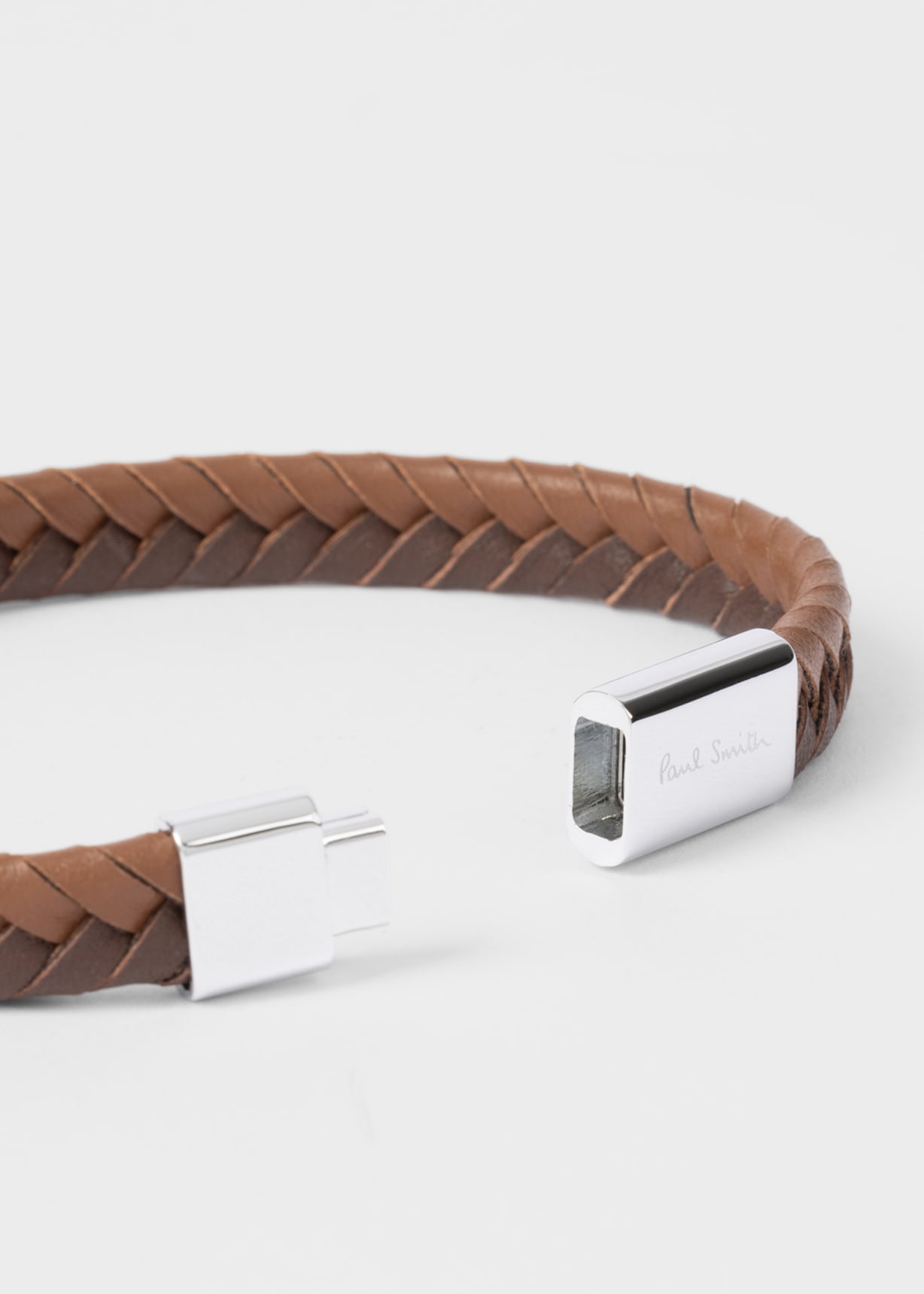 Detail View - Two-Tone Brown Braided Leather Bracelet Paul Smith