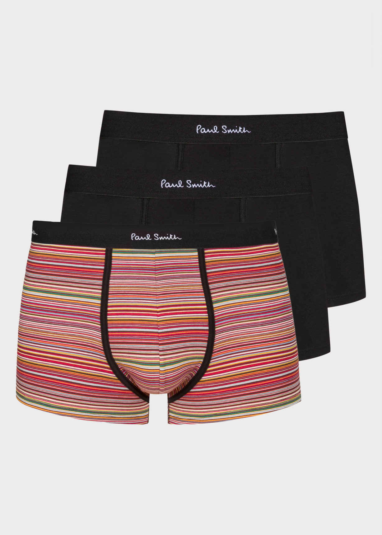 Men's Black Mixed Stripe Boxer Briefs Three Pack