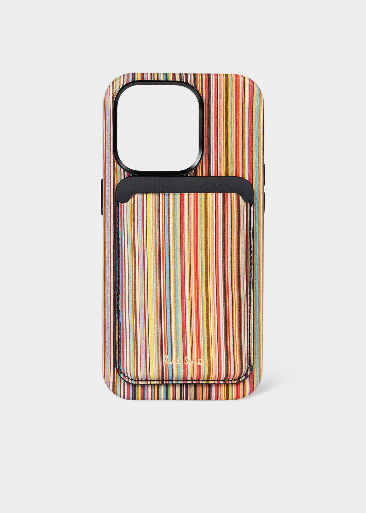 Signature Stripe' iPhone MagSafe Leather Credit Card Casee