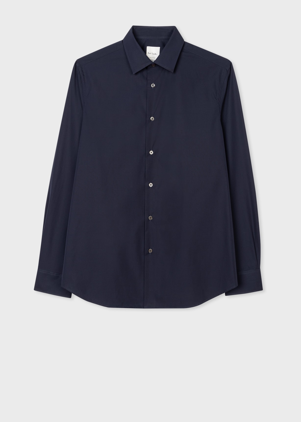 Product View - Men's Tailored-Fit Navy Cotton 'Signature Stripe' Cuff Shirt by Paul Smith