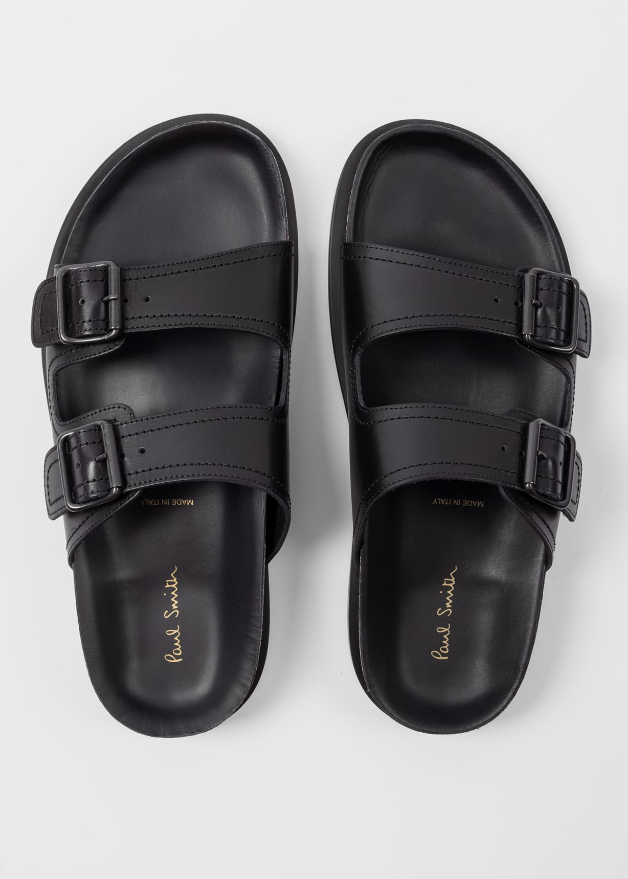 【関税込み】Paul Smith ブラック レザー Mesra サンダル Men's Black Leather 'Mesra' Sandals