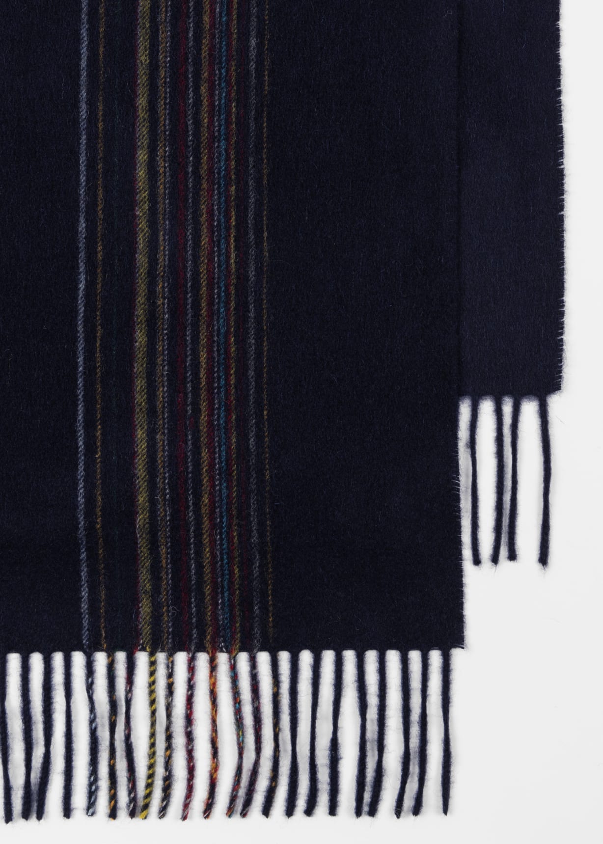 Navy Lambswool-Cashmere Offset Faded 'Signature Stripe' Scarf