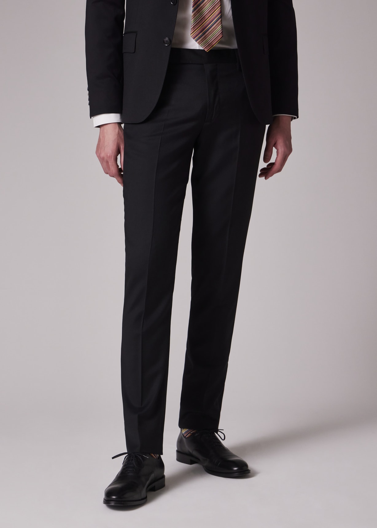 Men's Tailored-Fit Black Wool Twill Two-Button Suit