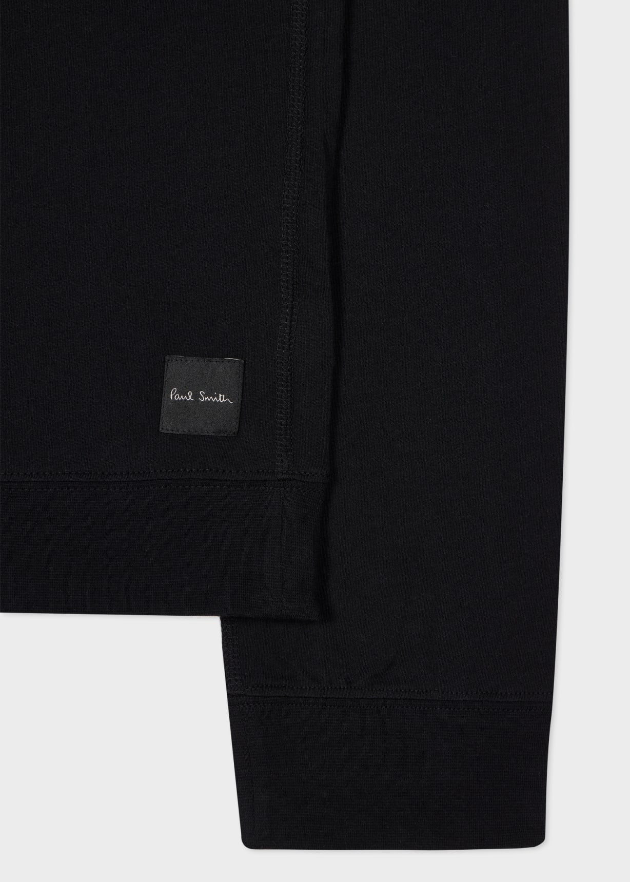 Model View - Black Jersey Cotton Long-Sleeve Lounge Top by Paul Smith