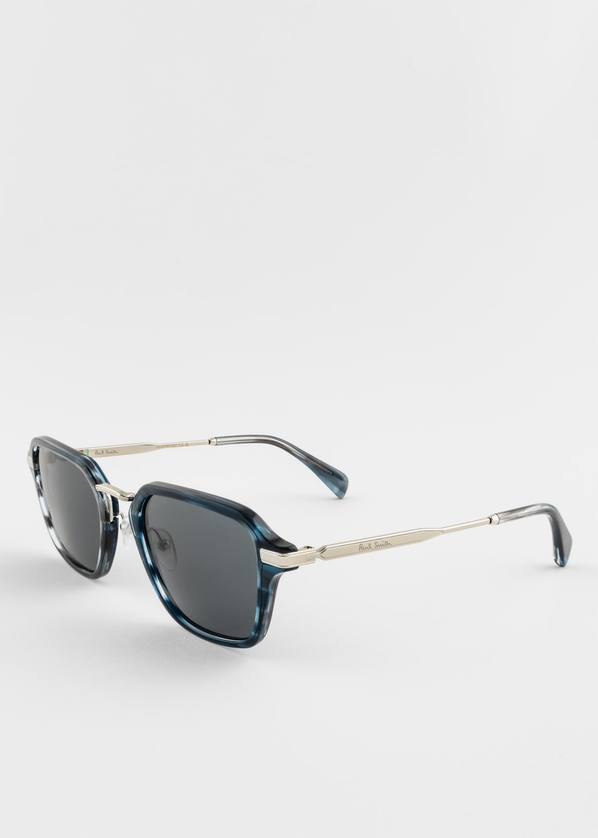 Angled view - Striped Blue 'Kean' Sunglasses Paul Smith