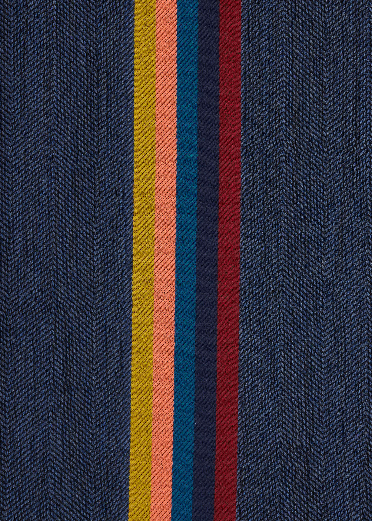Men's Dark Navy 'Artist Stripe' Band Herringbone Wool-Blend Scarf by Paul Smith