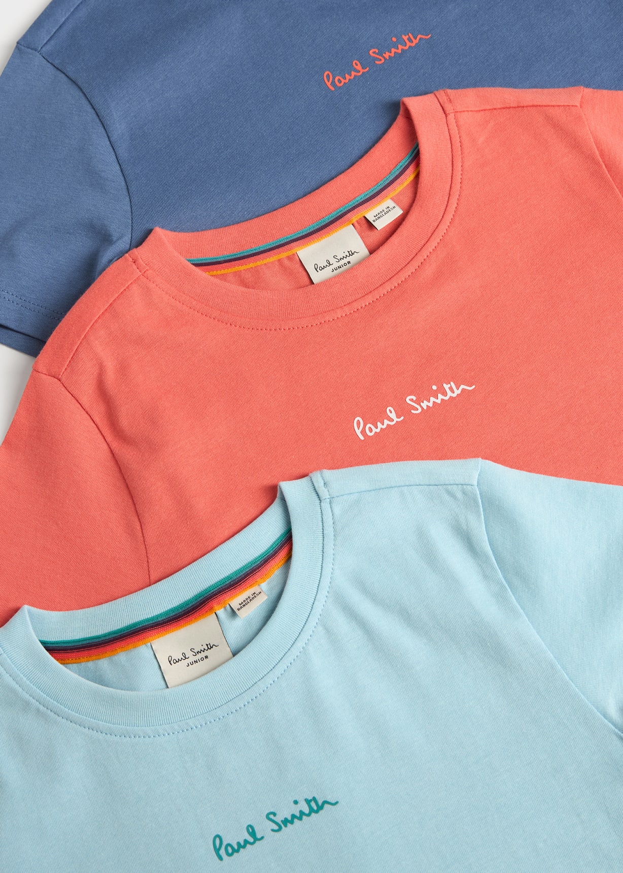 2-13 Years Navy, Coral & Blue Signature T-Shirts Set 3 Pack