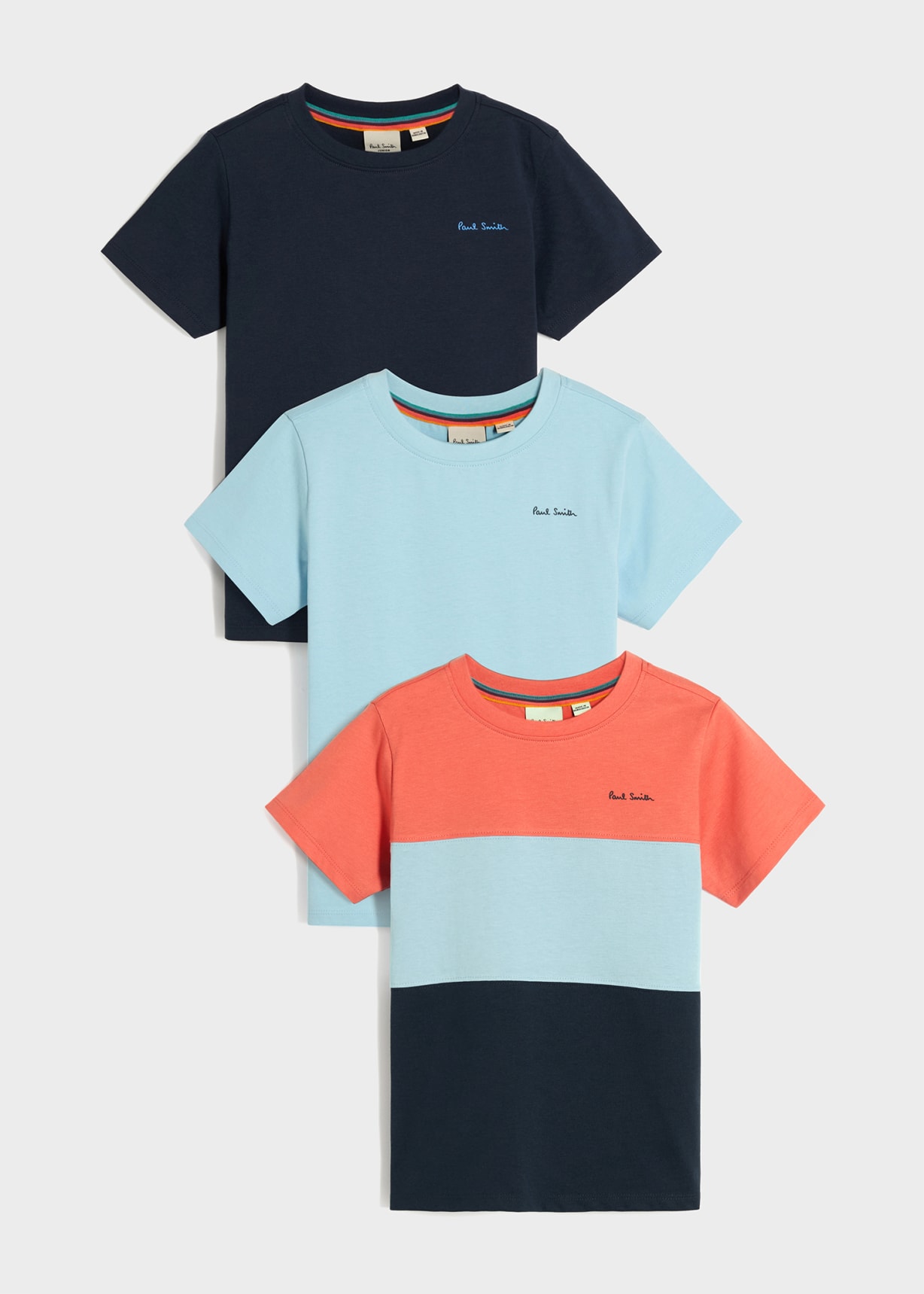 2-13 Years Navy, Colourblock & Mint Signature T-Shirts Set 3 Pack