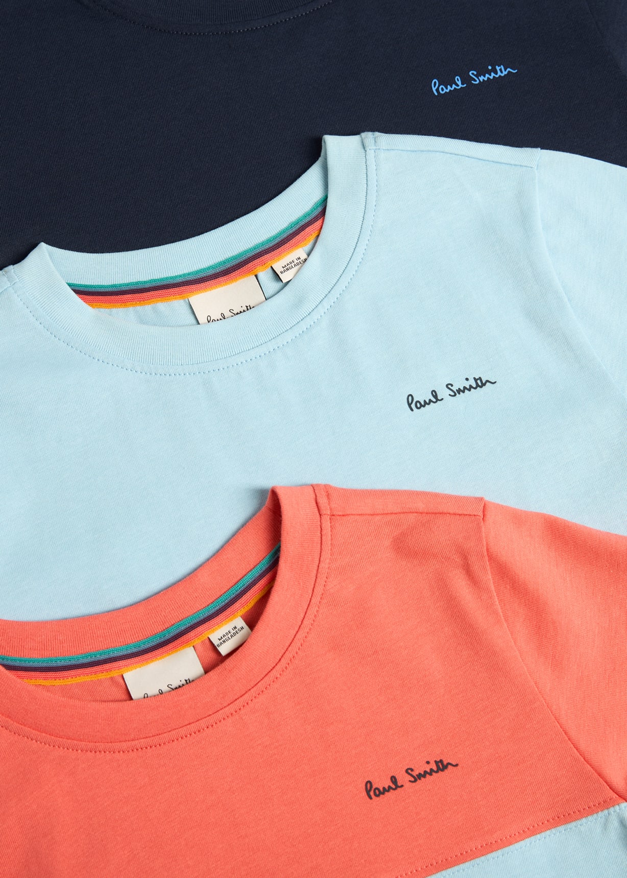 【関税&送料込】Paul Smith T-Shirt With 3 4 Sleeves 2-13 Years Navy, Colourblock & Mint Signature T-Shirts Set 3