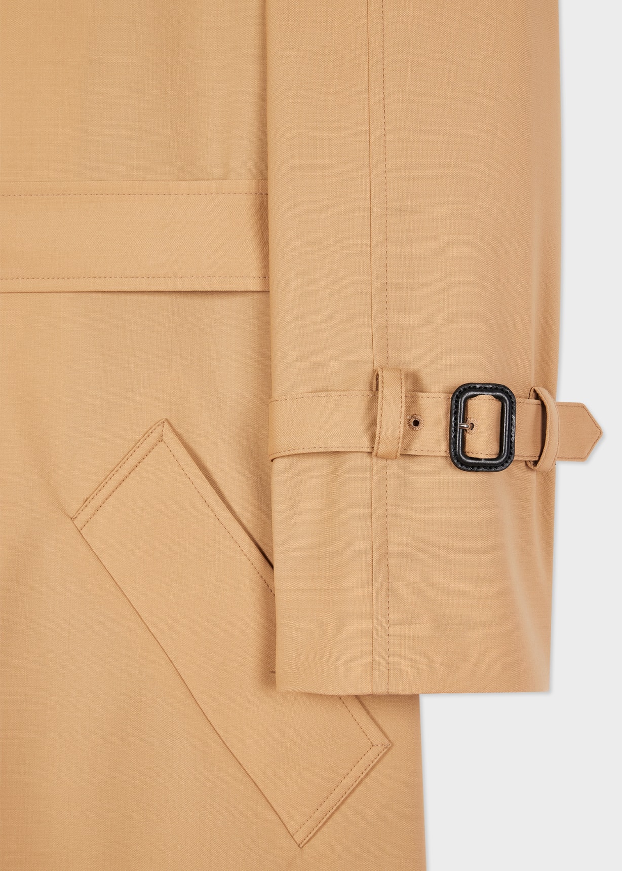 Women's Camel Wool Belted Trench Coat