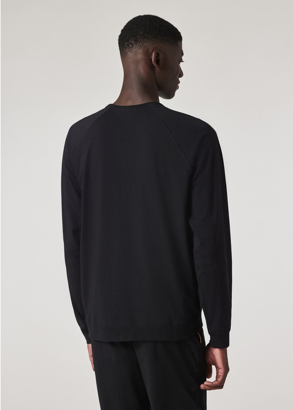 Model View - Black Jersey Cotton Long-Sleeve Lounge Top by Paul Smith