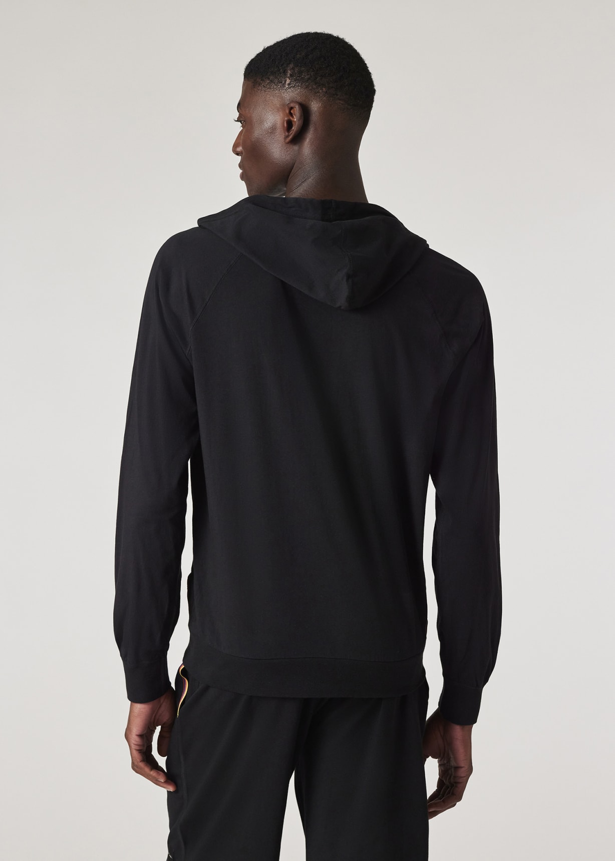 Model View - Black Cotton Jersey Zip Lounge Hoodie Paul Smith