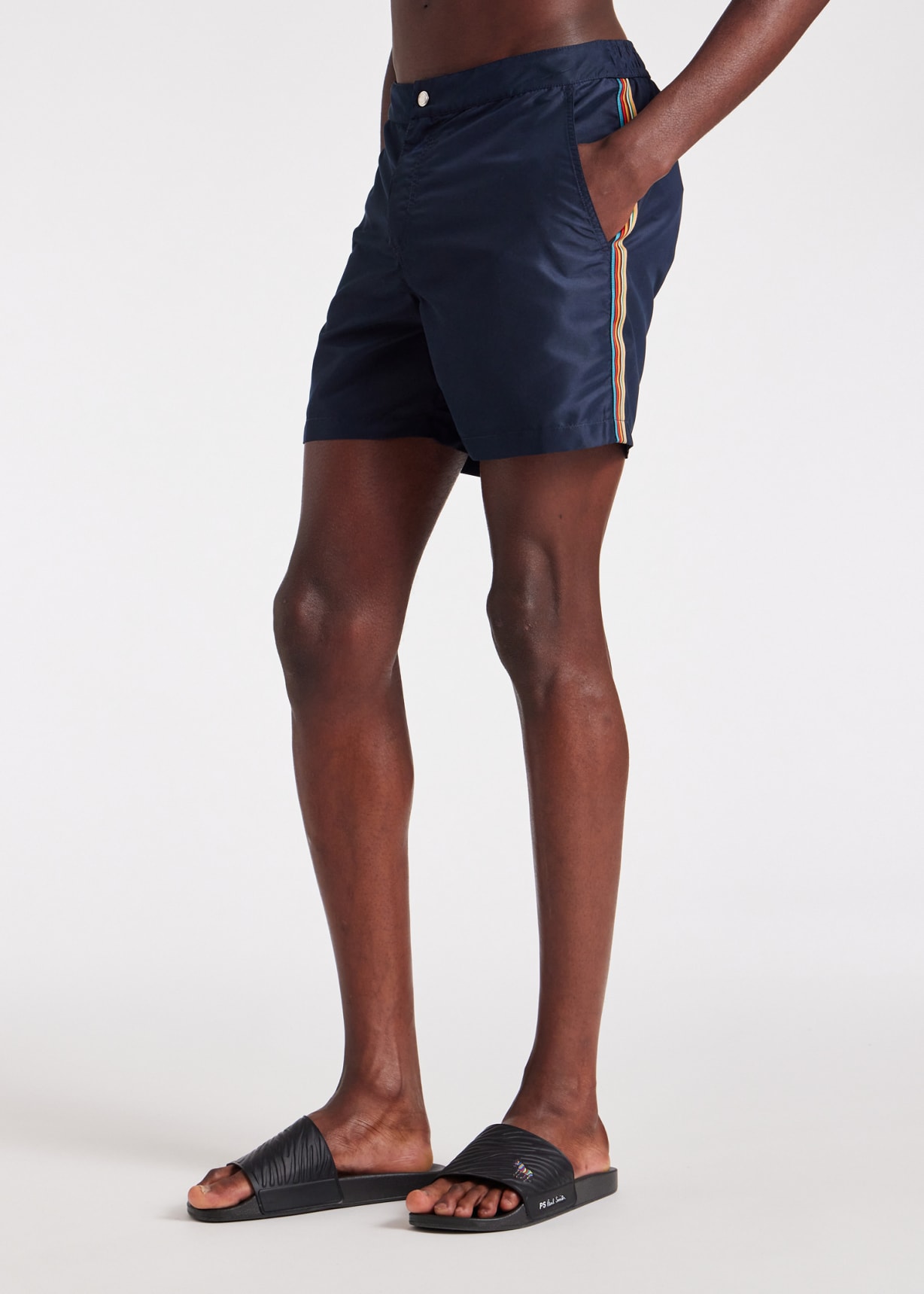 PaulSmith Swiming Pants  Mサイズ　新品未使用品 Men's Navy Recycled-Polyester 'Signature Stripe' Swim Shorts