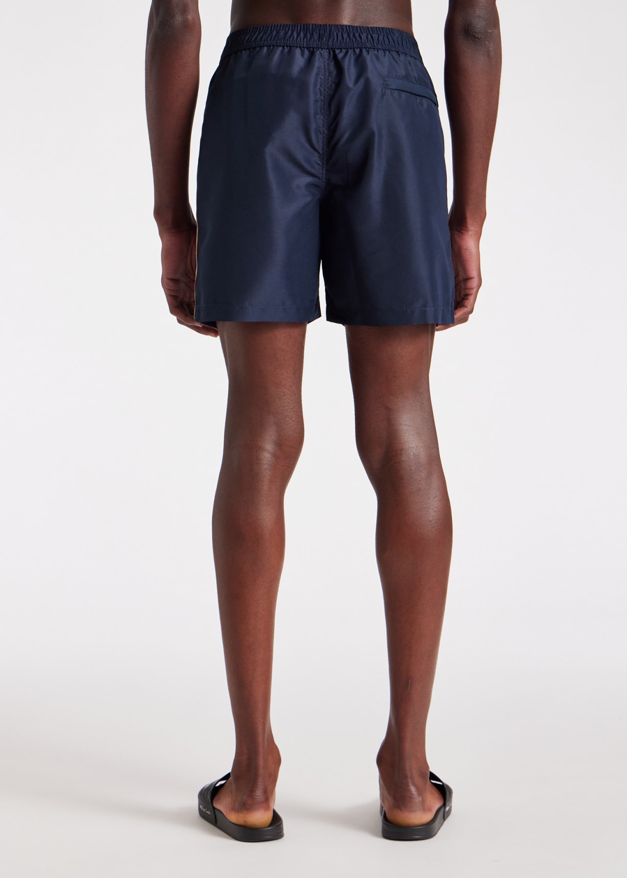 Men's Navy Recycled-Polyester 'Signature Stripe' Swim Shorts