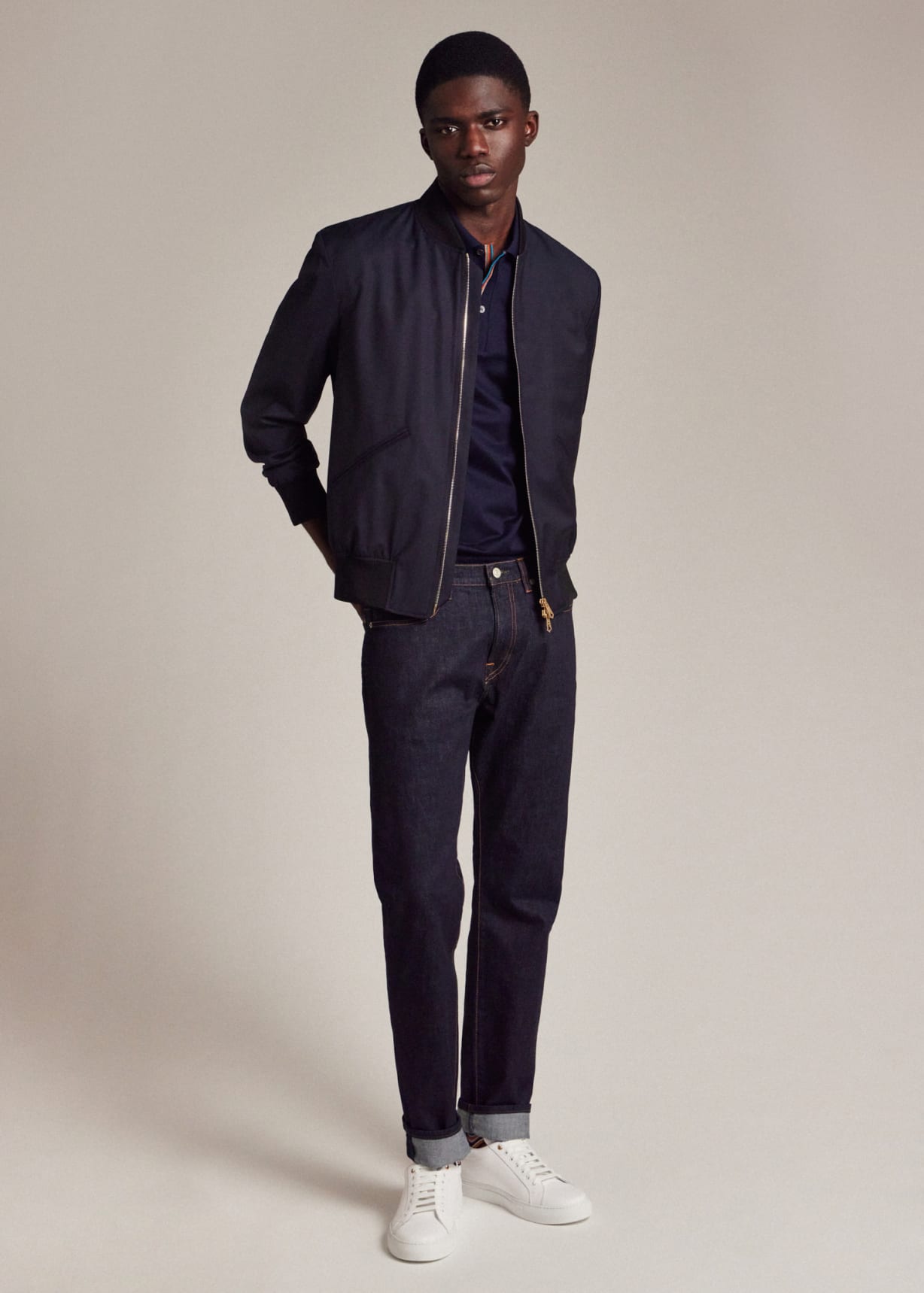 Video View - Dark Navy 'Signature Stripe' Trim Polo Shirt Paul Smith