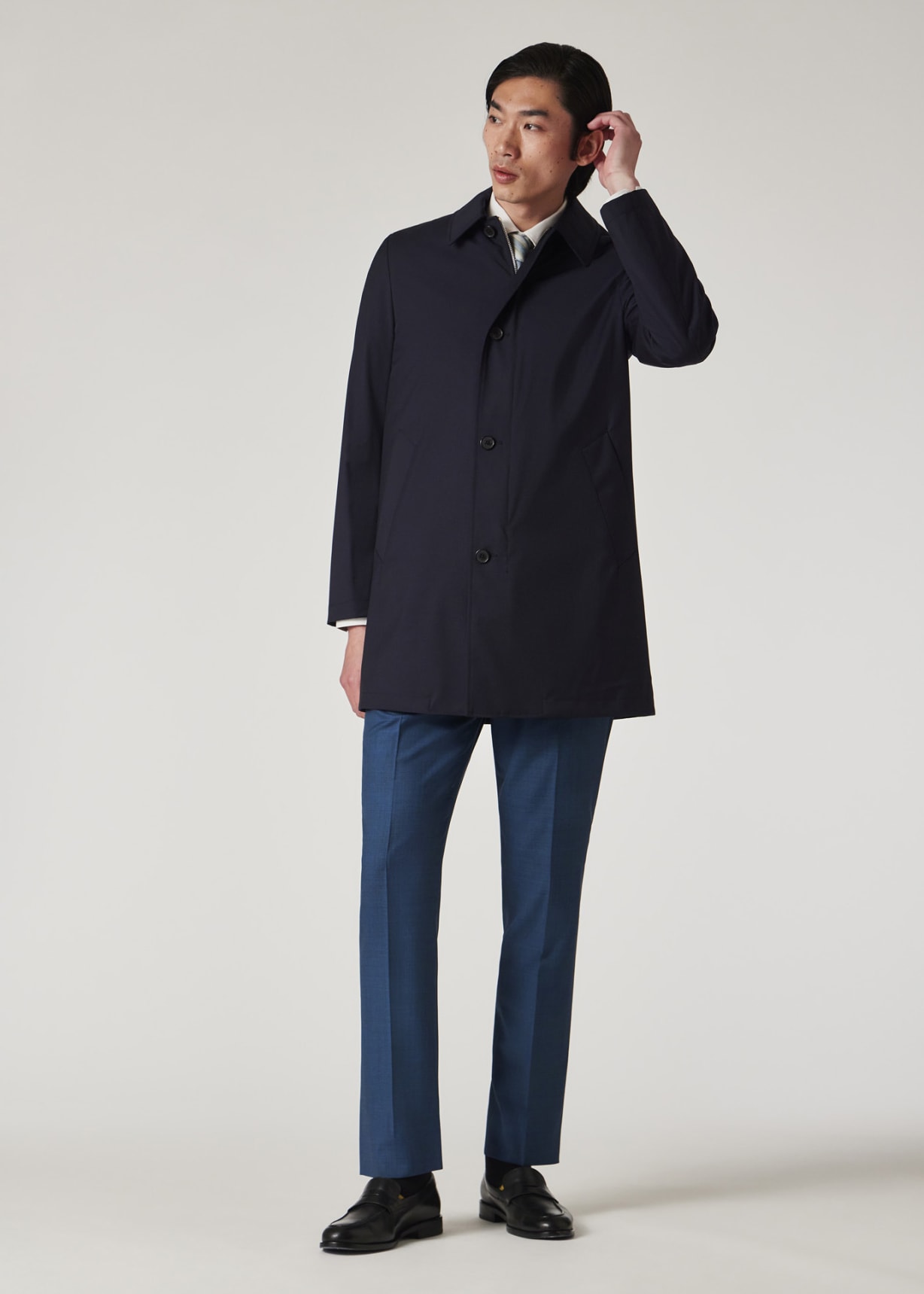 Navy 'Storm System' Wool Mac With Detachable Gilet