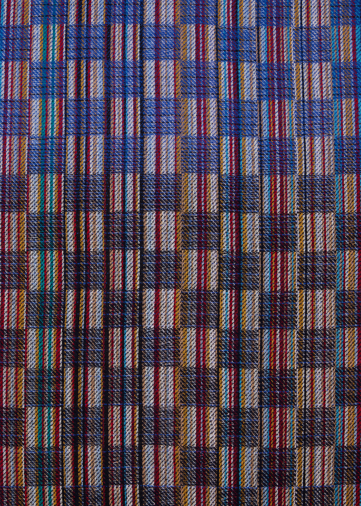Men's Blue 'Signature Stripe' Basket Weave Wool-Silk Scarf