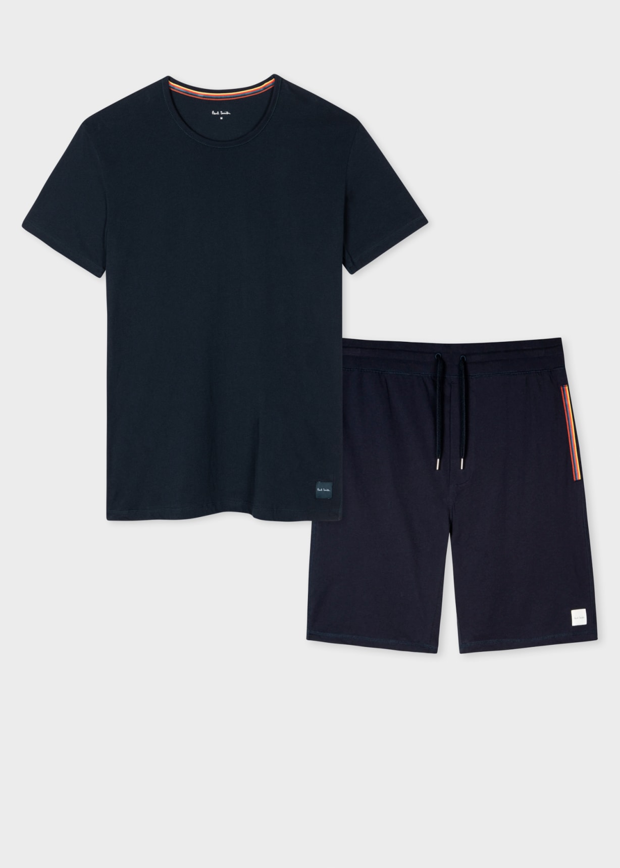 Product View - Men's Navy Cotton T-Shirt & Shorts Loungewear Set by Paul Smith