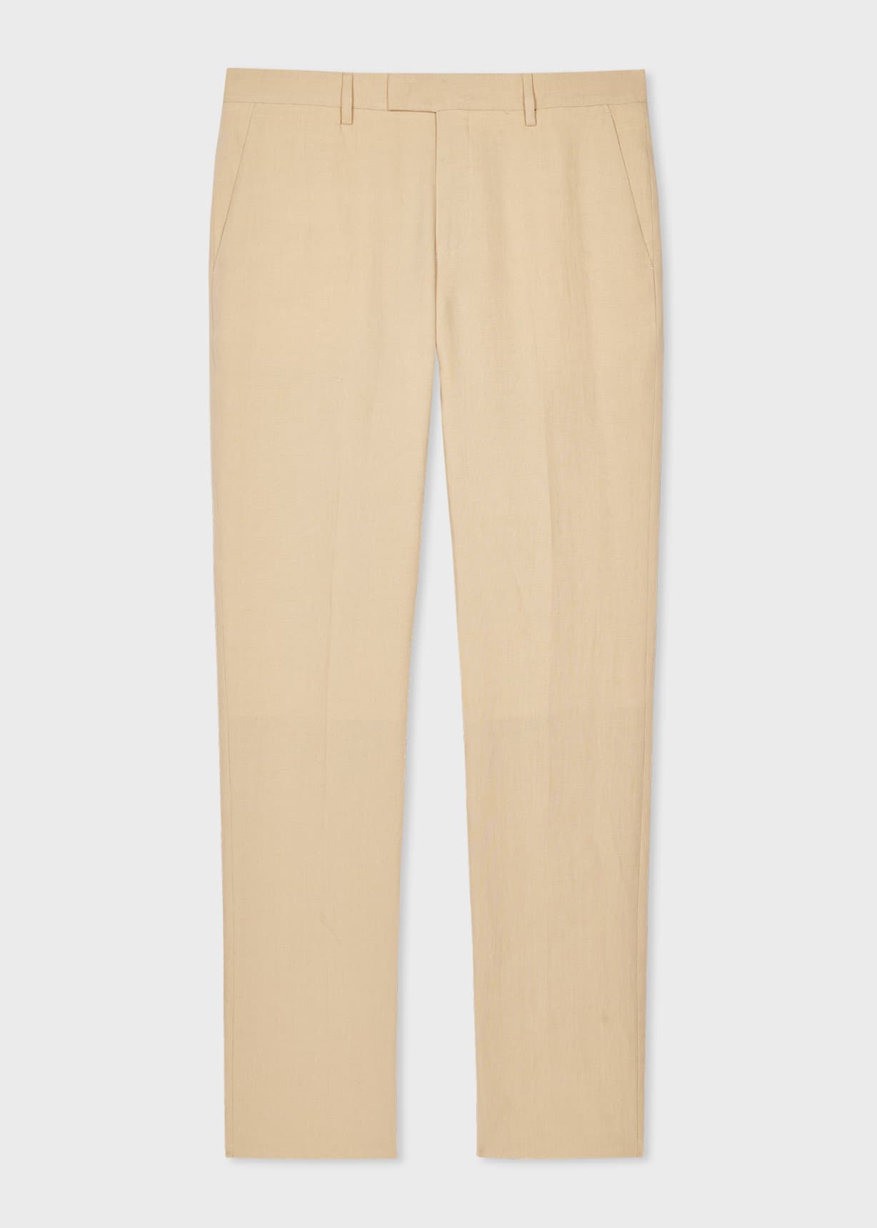 Beige Tailored Straight-Leg Trousers