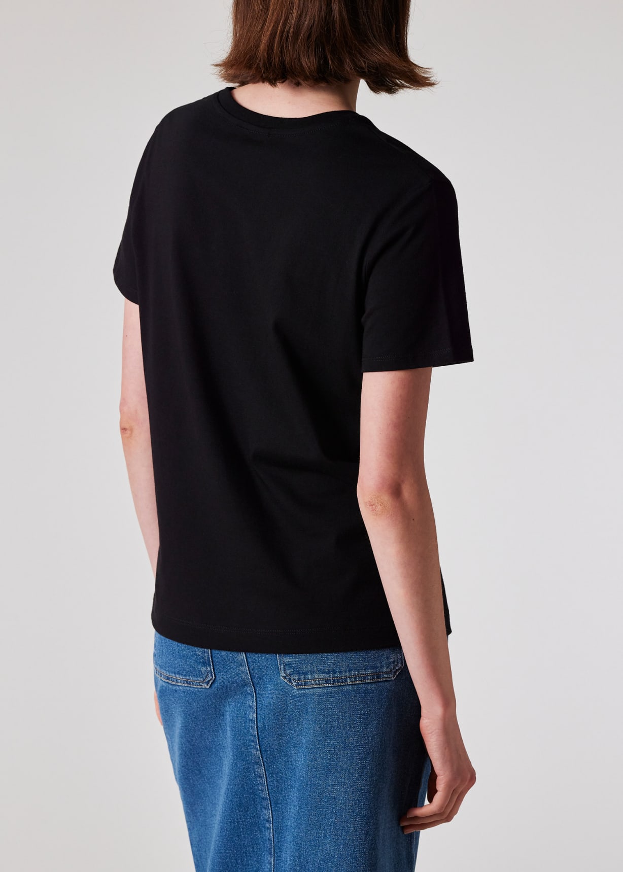 Model View - Women's Black 'Swirl' PS Logo T-Shirt Paul Smith