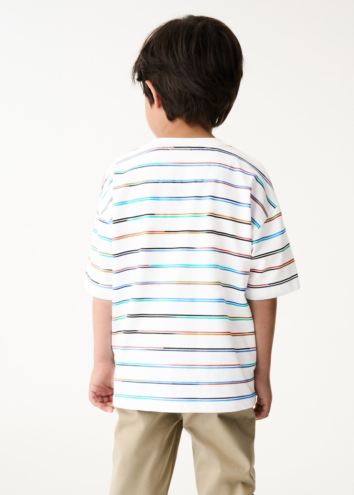 2-13 Years White Gradient Stripe T-Shirt