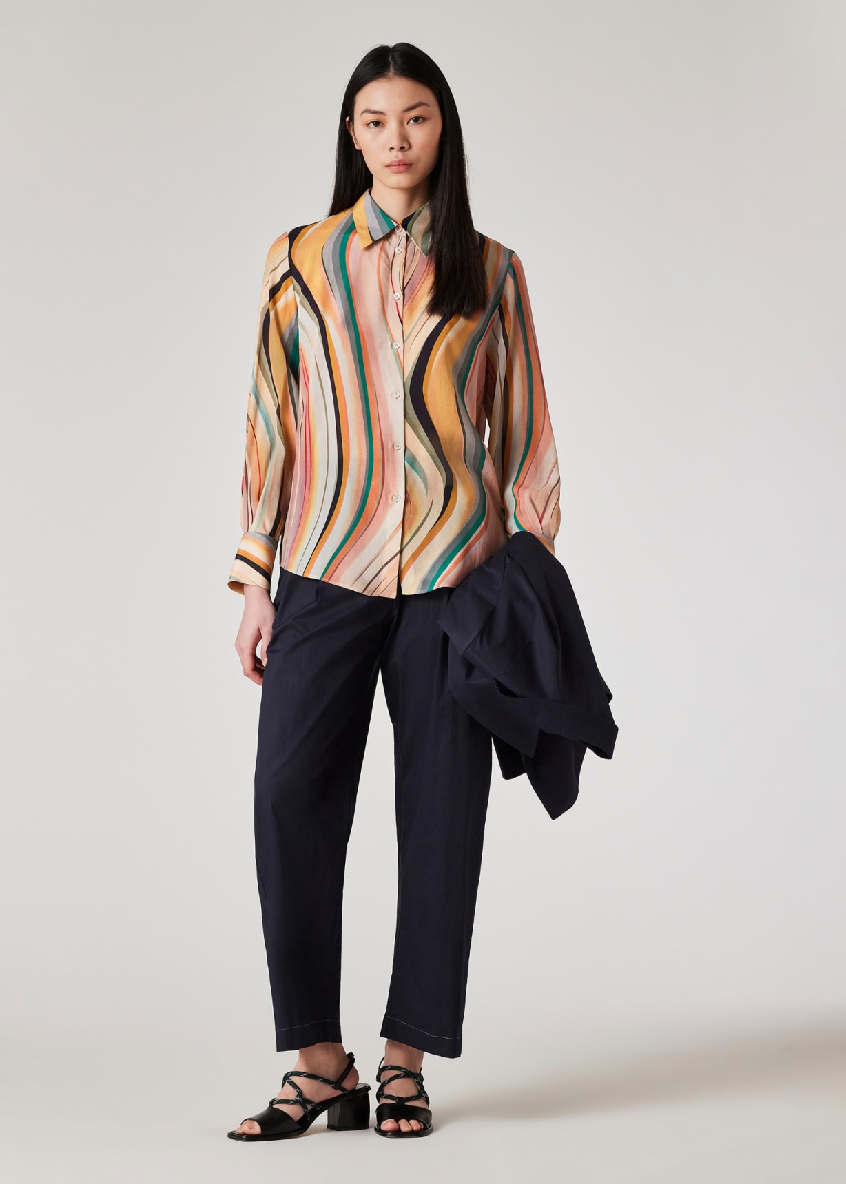 Women's Silk-Blend 'Dusky Swirl' Print Shirt