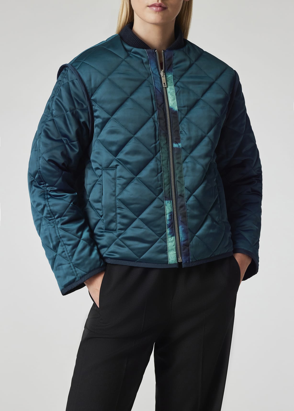 Women's Peacock Blue 'Aurora' Reversible Quilted Jacket