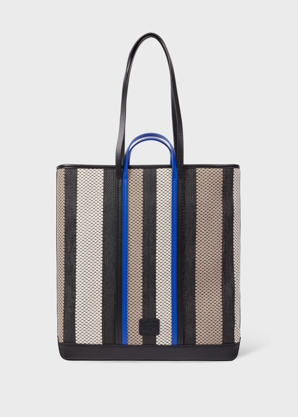 バッグ Paul Smith Stripe Leather Tote Bag Black Women's Black Leather 'Signature Stripe' Trim Tote Bag