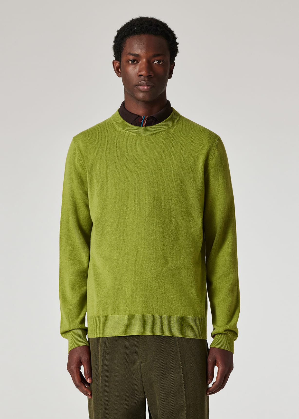 Men's Moss Green Cashmere Crew Neck Sweater
