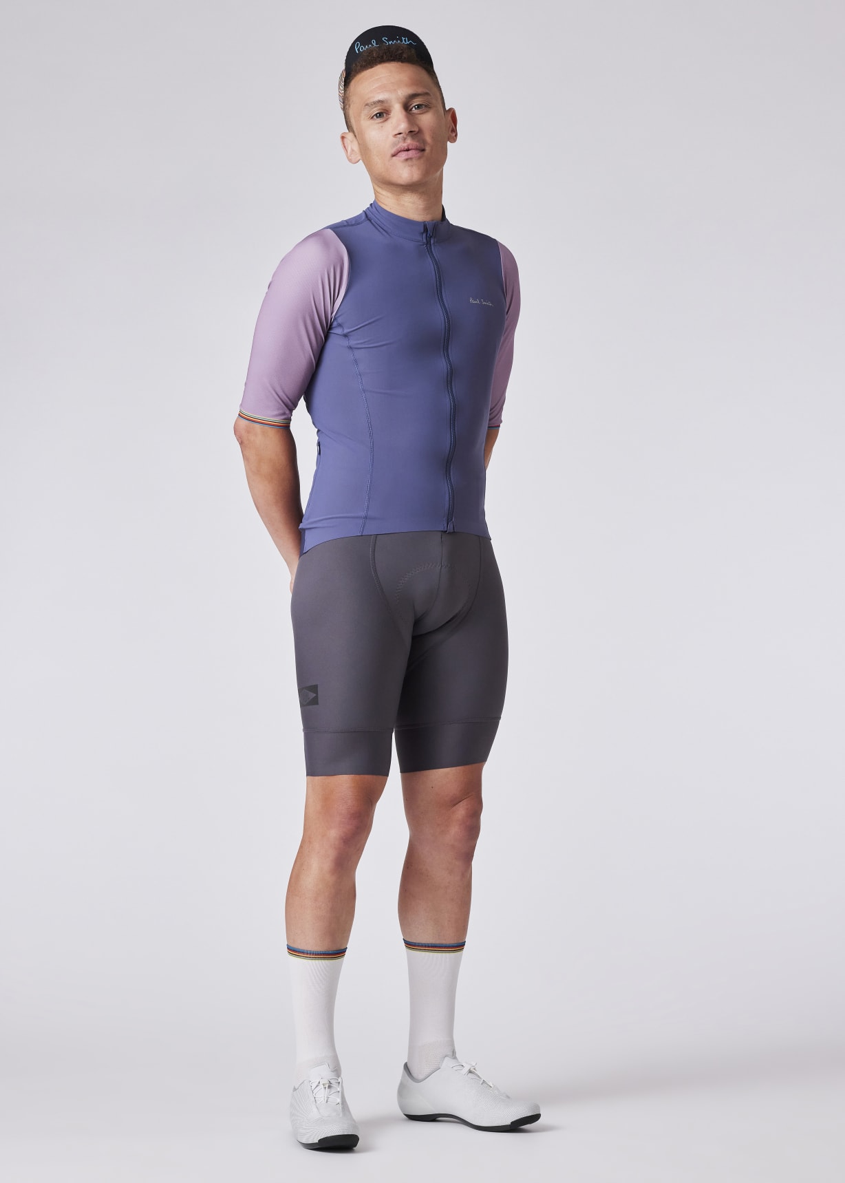 Model view - Blue Grey Cycling Jersey Paul Smith