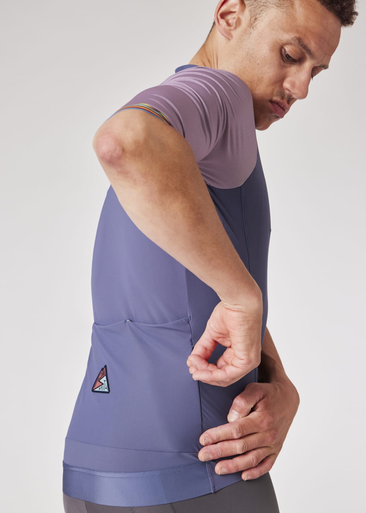 Model view - Blue Grey Cycling Jersey Paul Smith