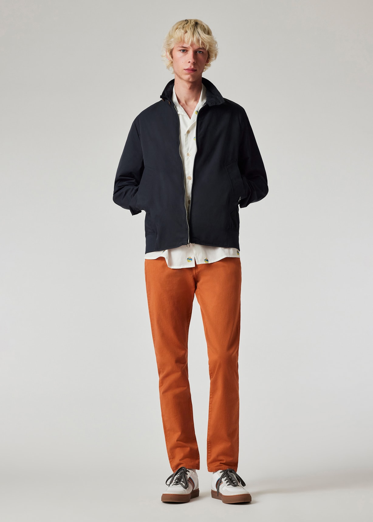 Paul Smith 120cm ネイビージャケット Men's Navy Stretch-Cotton Seersucker Jacket