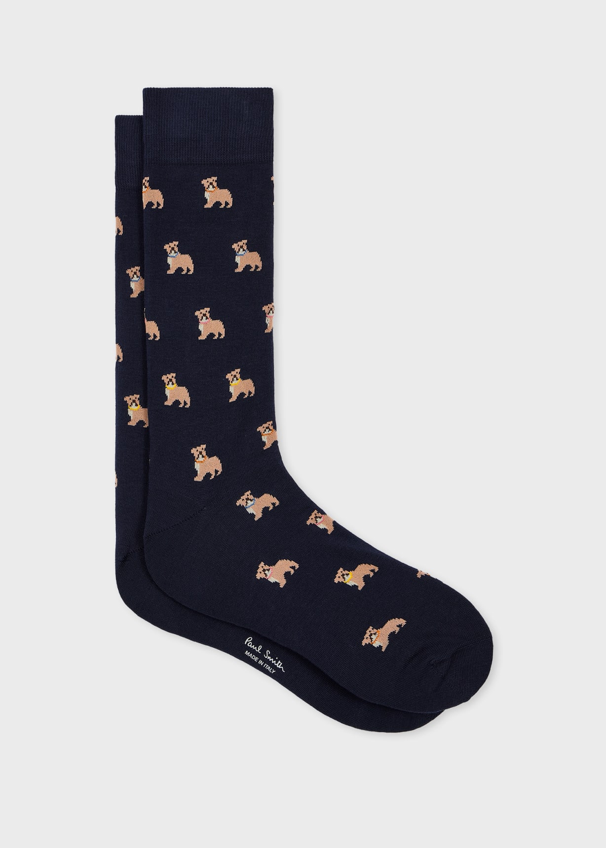 Front View - Dark Blue Cotton-Blend 'Bulldog' Socks Paul Smith