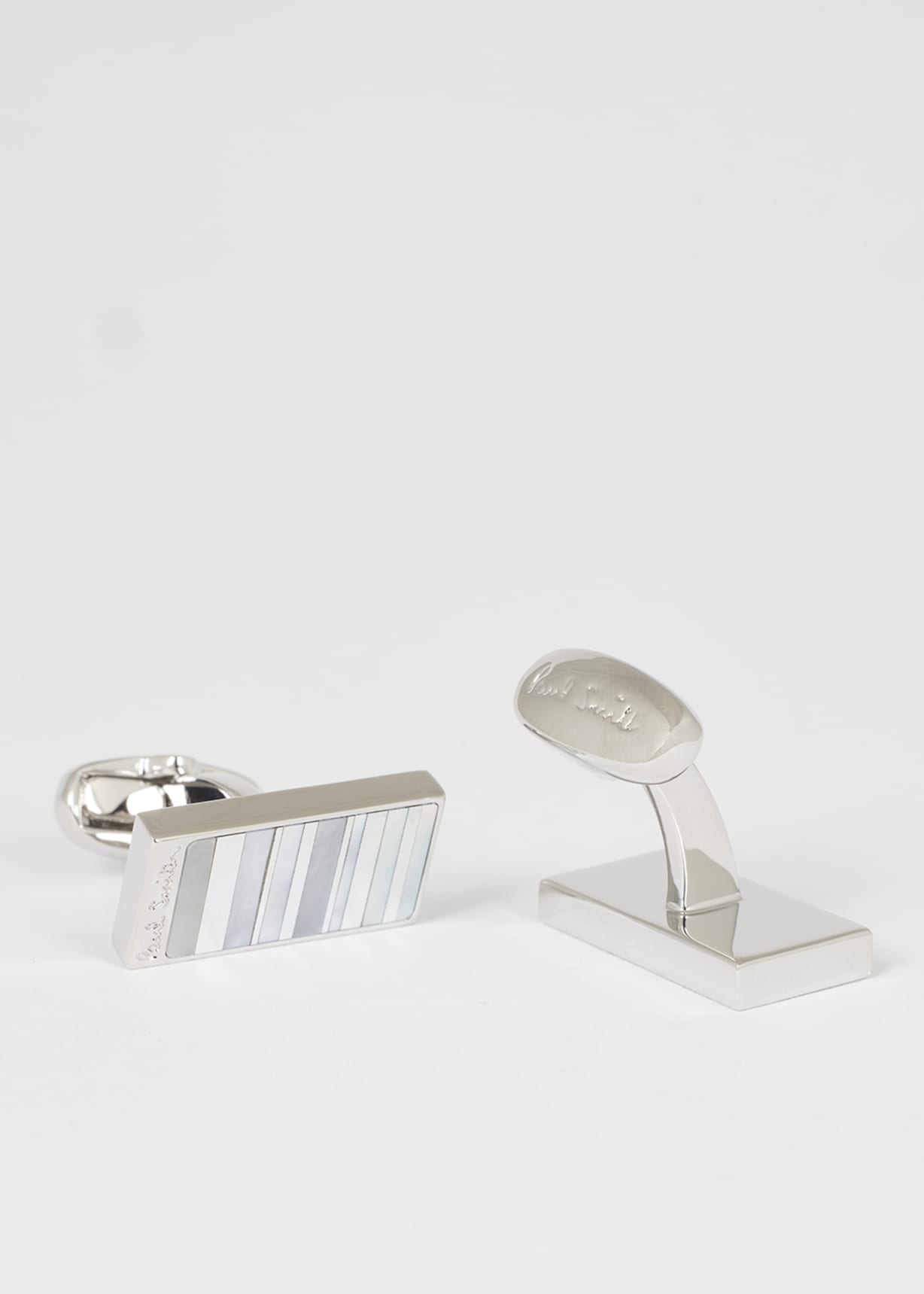 Silver Mother Of Pearl Stripe Cufflinks