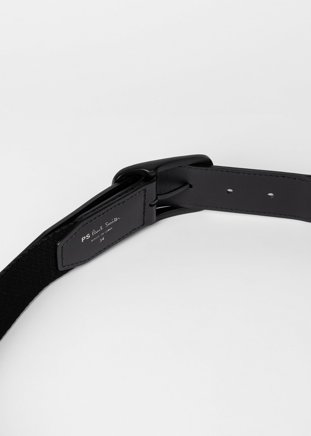 Men's Black Webbing Belt With Zebra Tip