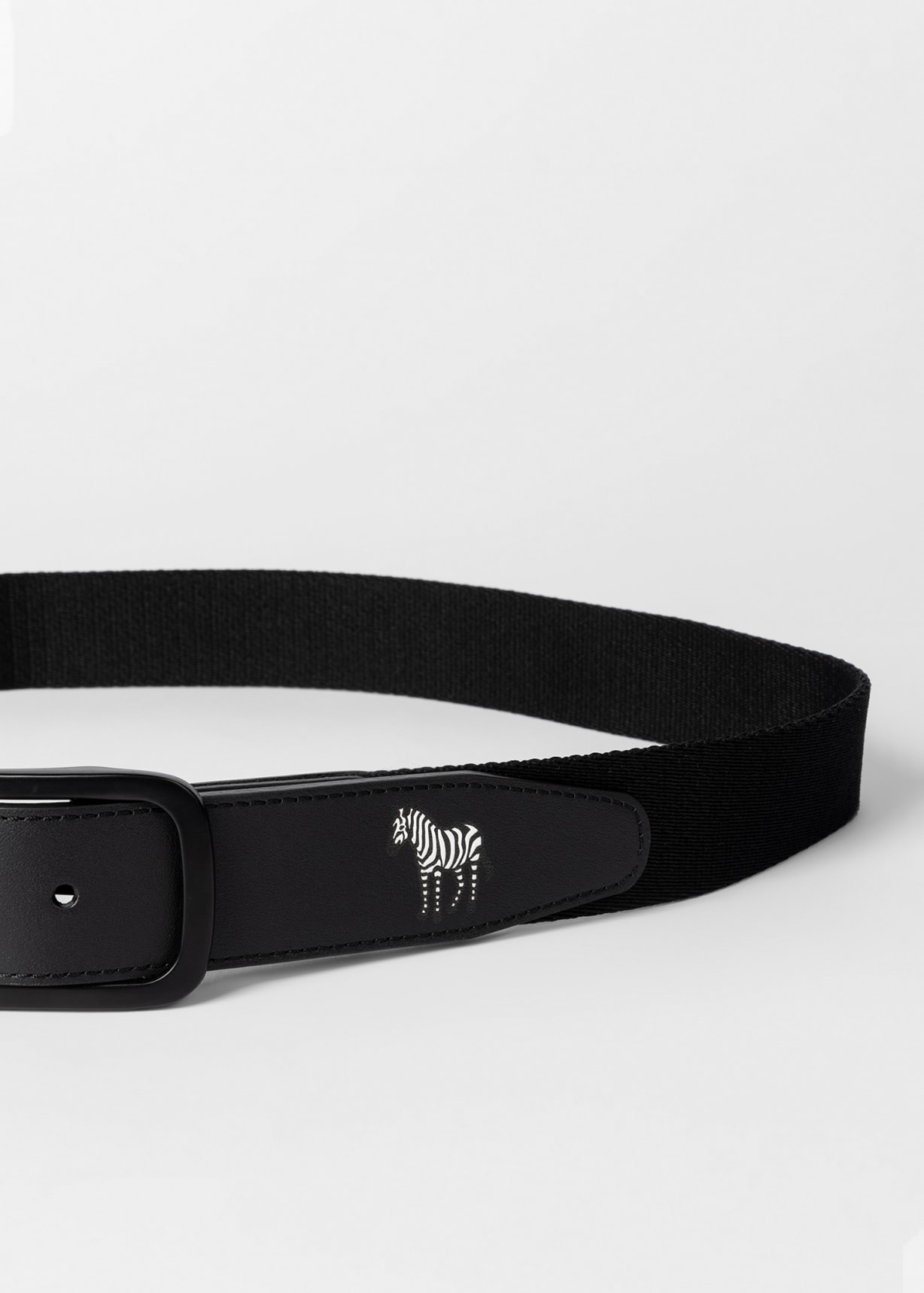 Men's Black Webbing Belt With Zebra Tip