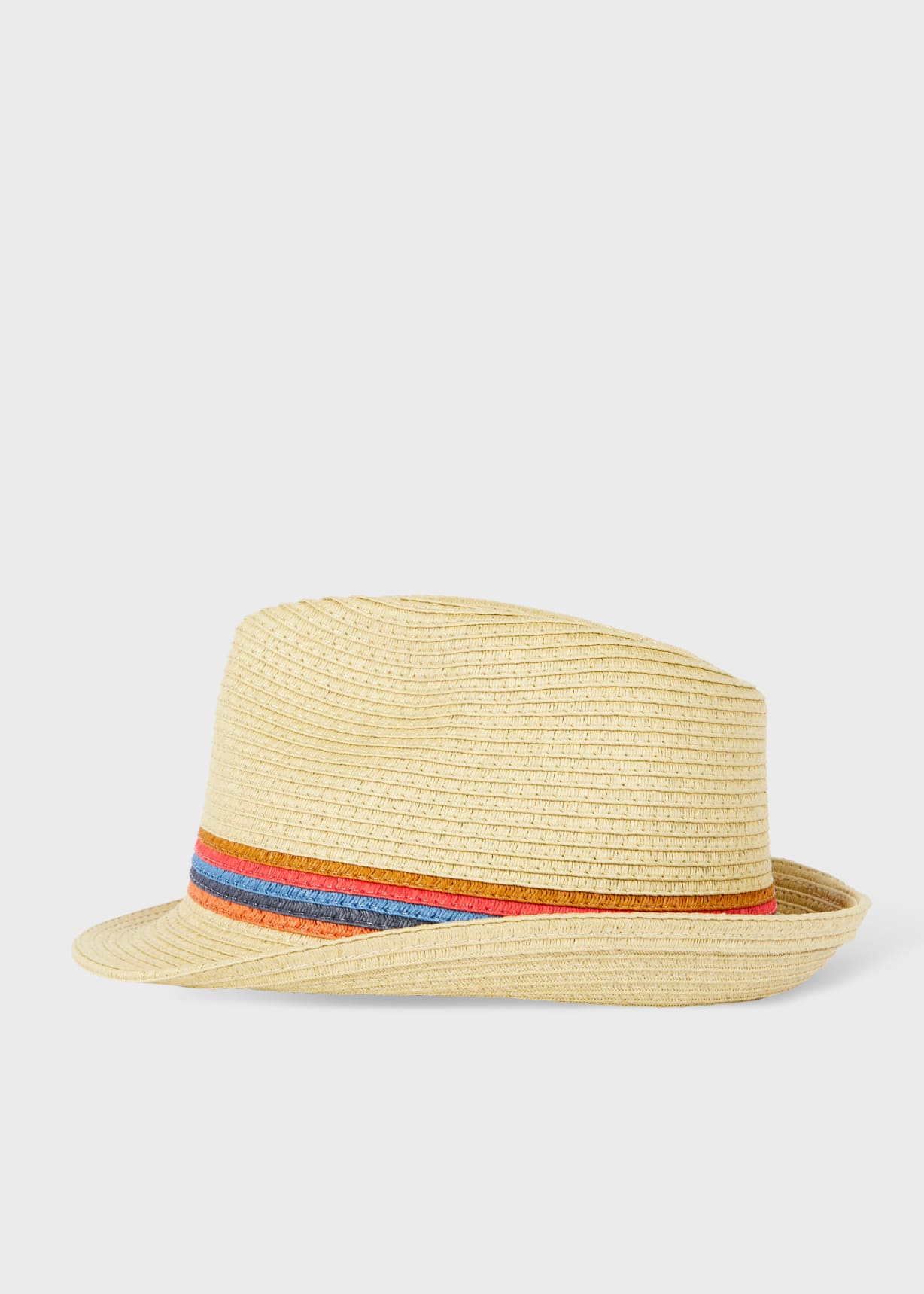 Side View - Beige 'Artist Stripe' Trim 'Trilby' Hat Paul Smith