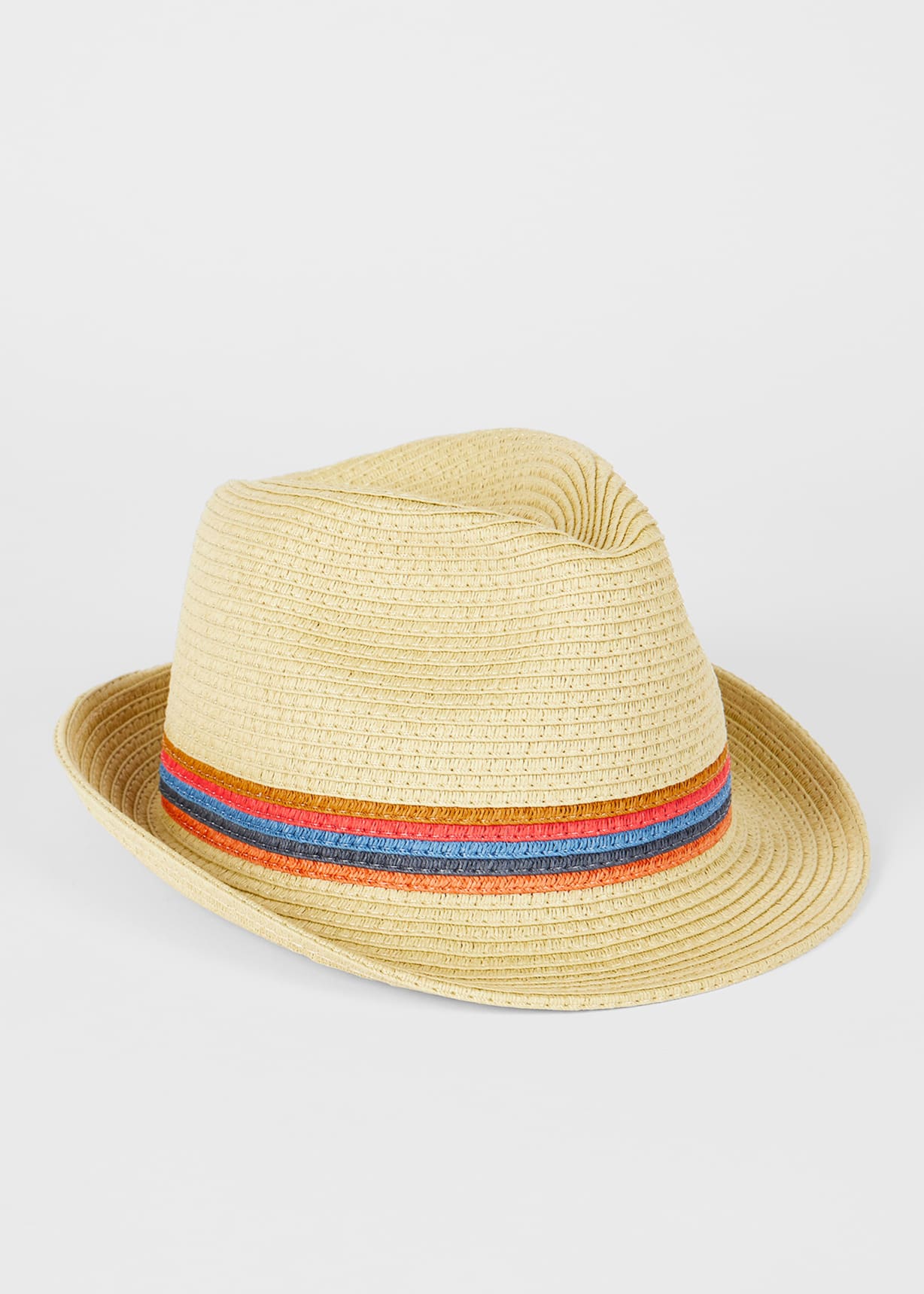 Detail View - Beige 'Artist Stripe' Trim 'Trilby' Hat Paul Smith